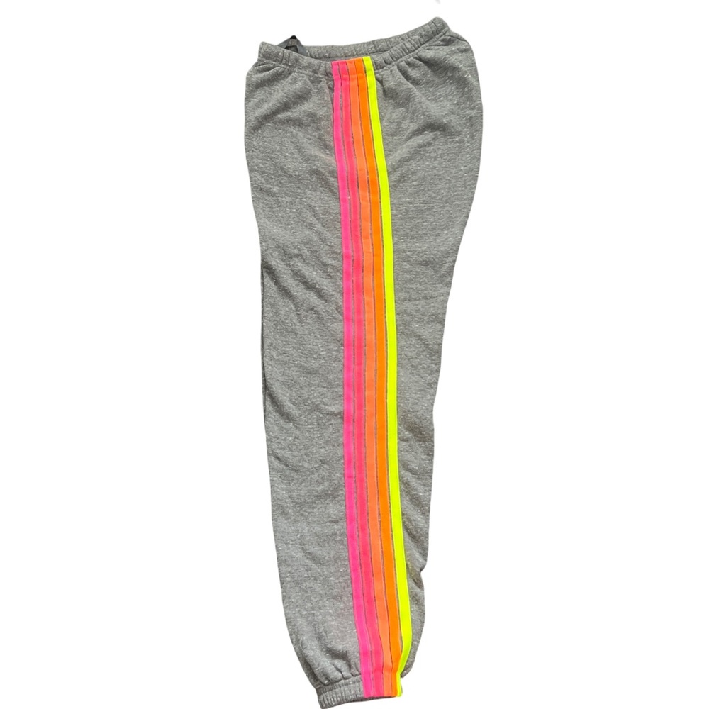 Aviator Nation Heather Gray Joggers with Vibrant Stripes